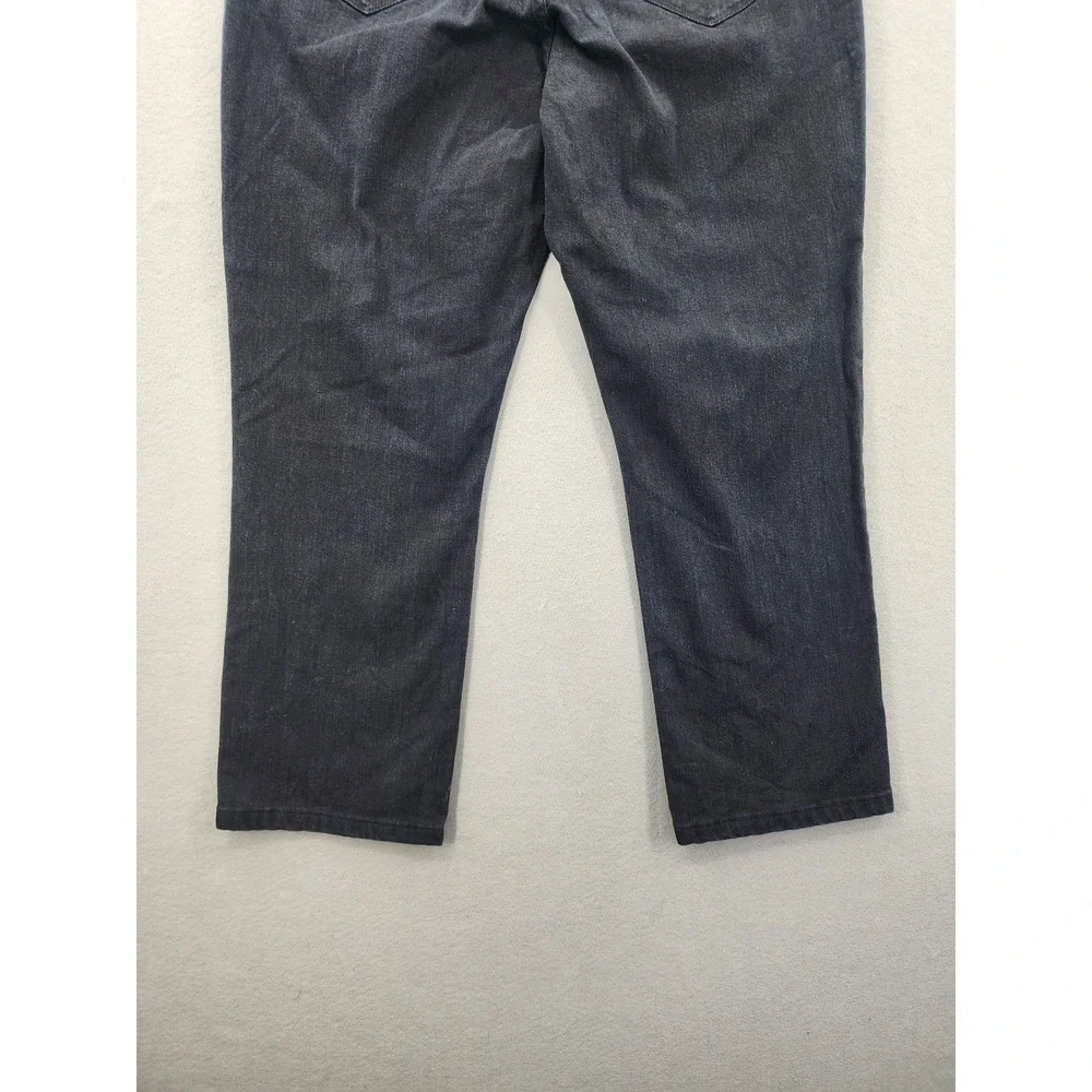 NYDJ Marilyn Straight‎ Leg Jeans Black Faded Stretch Denim Women's Size 14 Pants